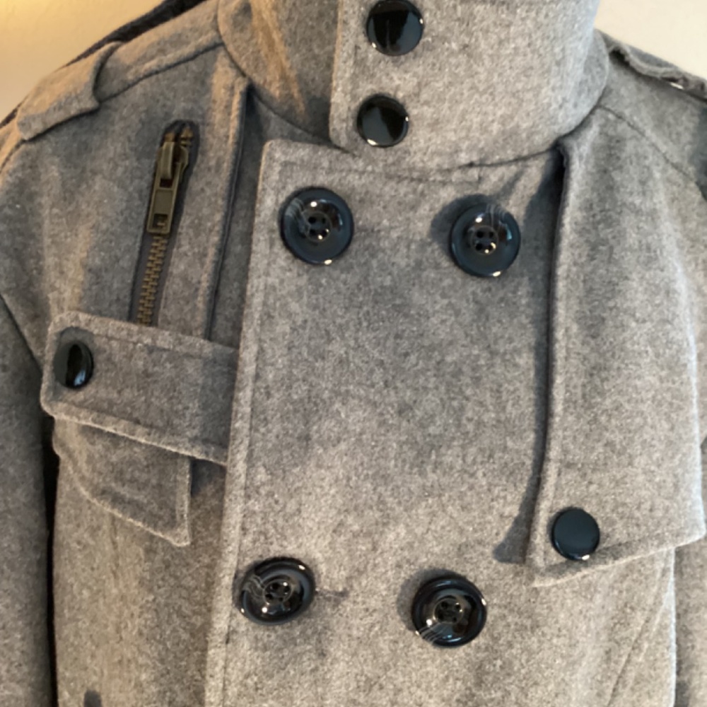 Wool Blend Gray Button Front Coat - image 2